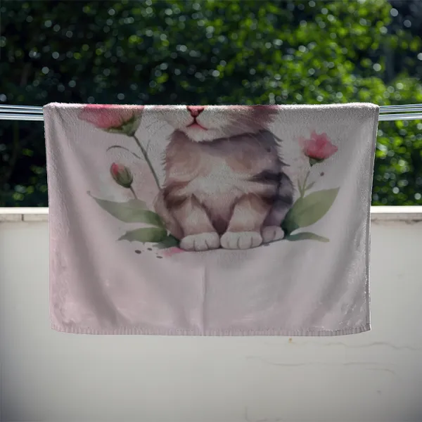 Handtuch mit Namen personalisierbar - personalisiertes Namens-Handtuch mit Wunschtext - Katze rosa