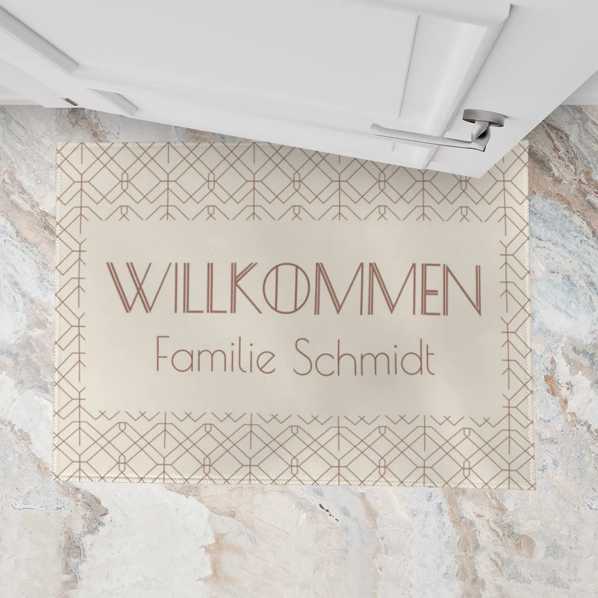 Fußmatte personalisiert Vintage Chic - Geschenkidee für Familie, Paare, zum Einzug - Türvorleger mit Namen bedruckt Vintage Chic 70 x 50 cm
