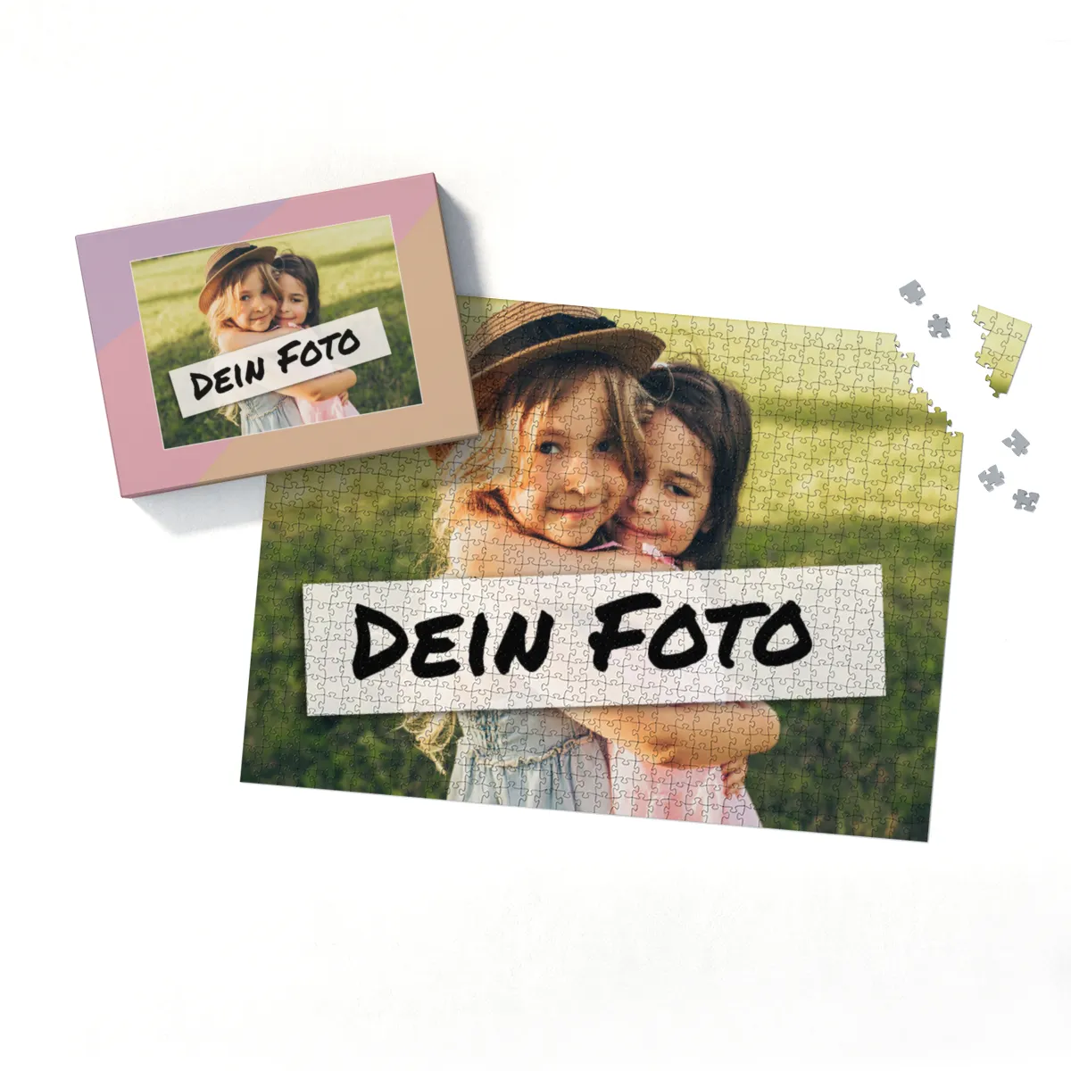 Fotopuzzle mit eigenem Bild - Fotopuzzle selbst gestalten 1000 Teile - Schachtel Pastellfarben - 1000 Teile Puzzle mit Foto - Geschenk Geburtstag Pastell 1000 Teile Quer