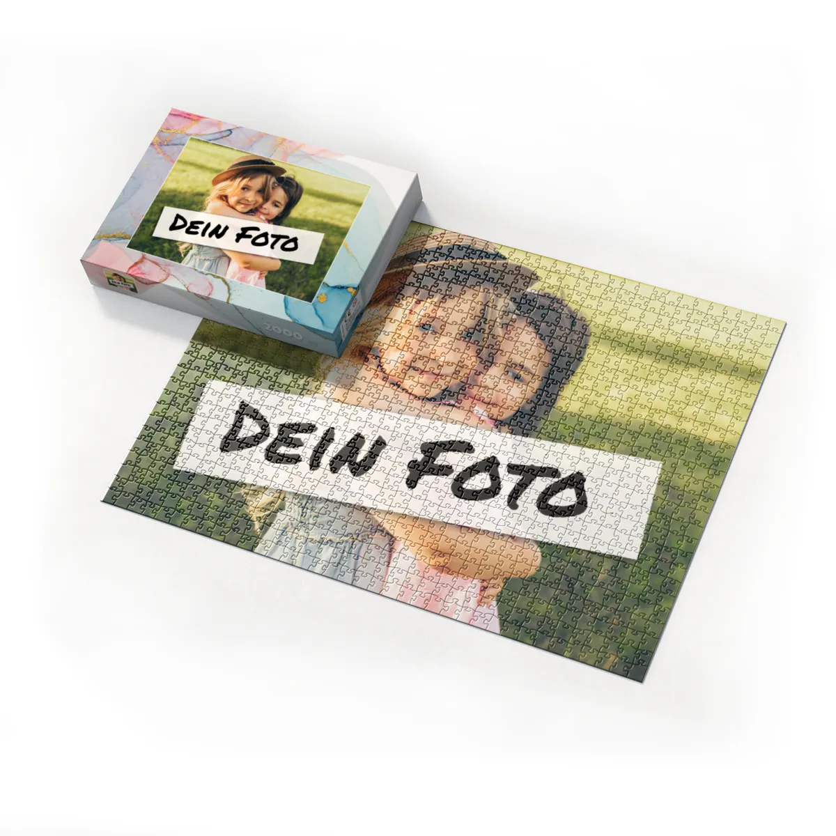 Fotopuzzle mit eigenem Bild - Puzzle selbst gestalten 1000 Teile - Schachtel Farbverlauf - mit Foto personalisiert - Geschenk Valentin, Geburtstag