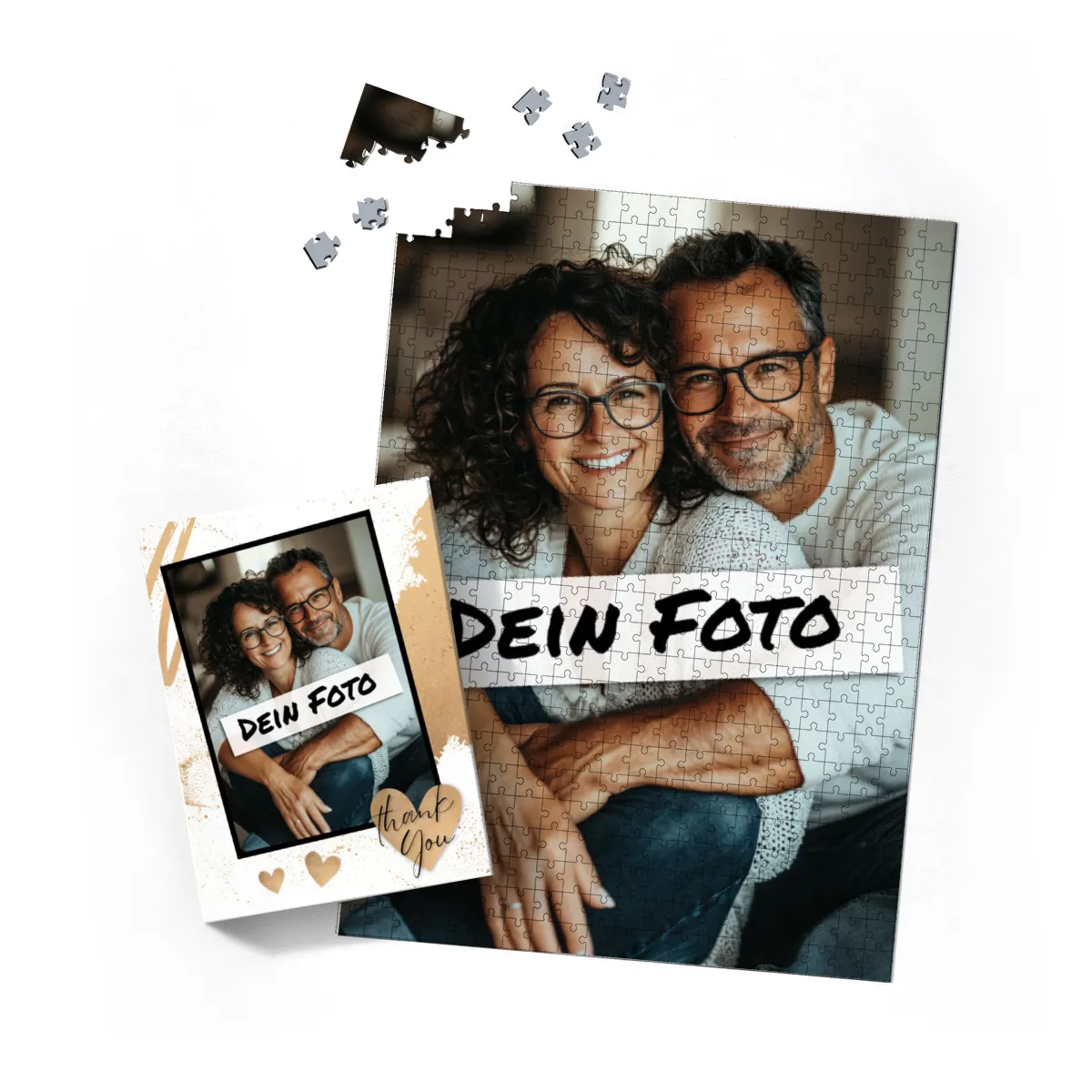 Fotopuzzle mit eigenem Bild - Puzzle selbst gestalten 1000 Teile - Schachtel Thank you - mit Foto personalisiert - Geschenk Geburtstag, Freundschaft