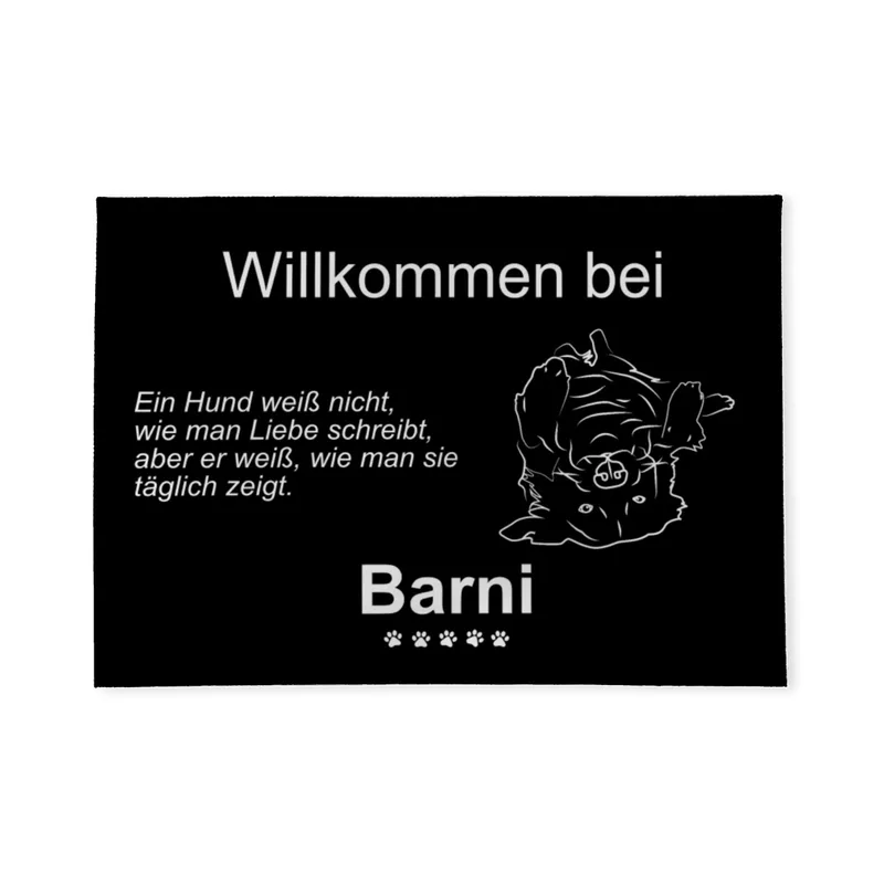 Personalisierte Fußmatte mit niedlichem Hund schwarz 70 x 50 cm