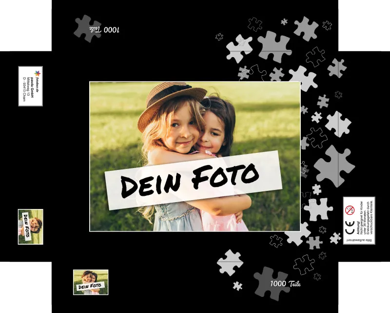 Fotopuzzle mit eigenem Bild - Puzzle selbst gestalten 1000 Teile Quer - Schachtel Puzzleteile schwarz - mit Foto personalisiert - Geschenk Geburtstag
