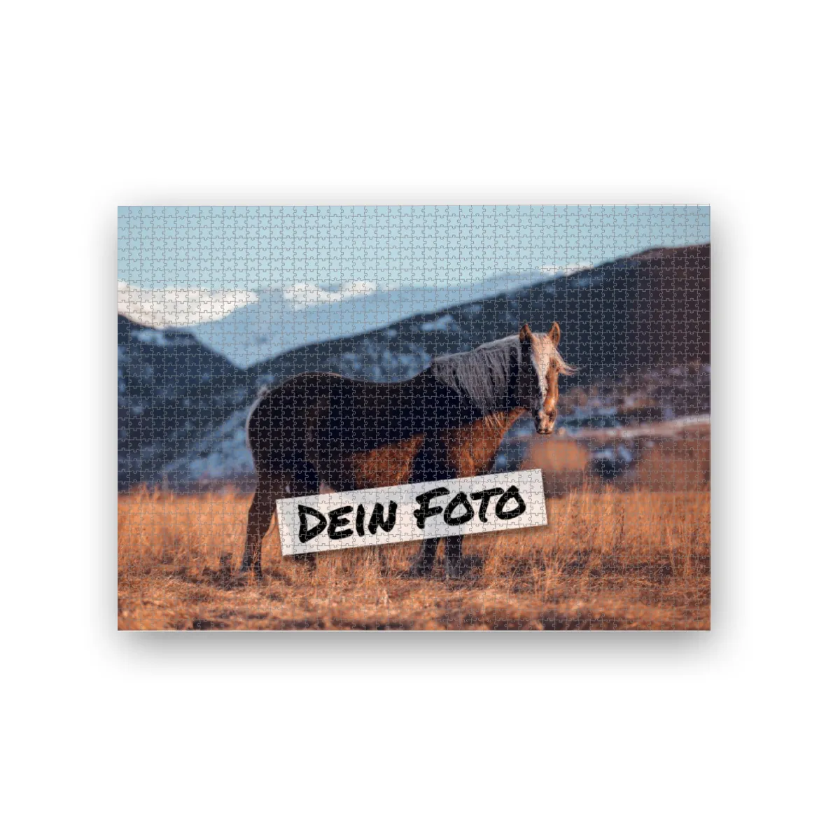 Fotopuzzle mit eigenem Bild - Fotopuzzle selbst gestalten 1000 Teile - Schachtel Skandipferde- Puzzle mit Foto personalisiert - Geschenk Geburtstag, Pferdefans Skandipferde 1000 Teile Quer