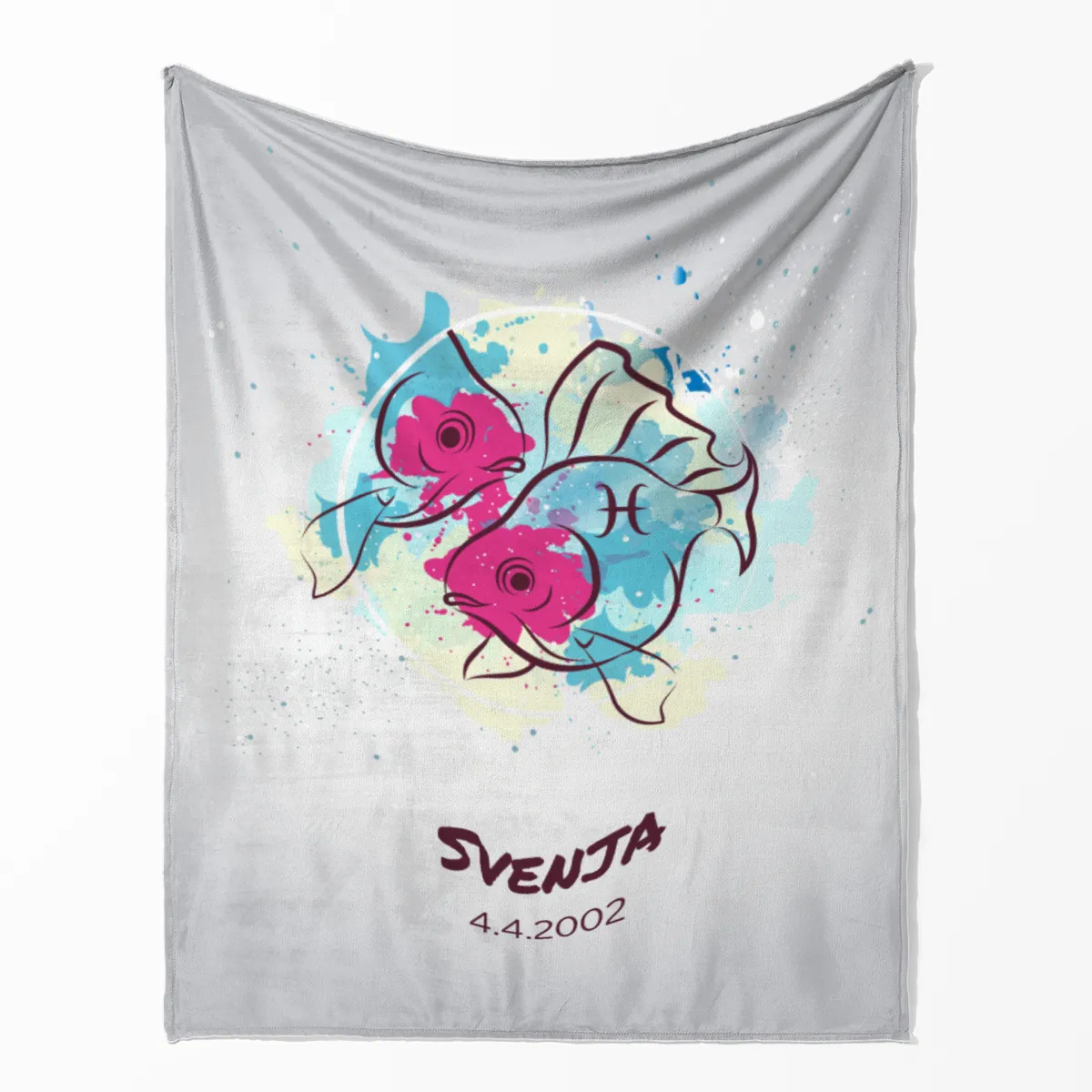 Sternzeichen Wohndecke Wassermann Splashes mit Namen personalisierbar