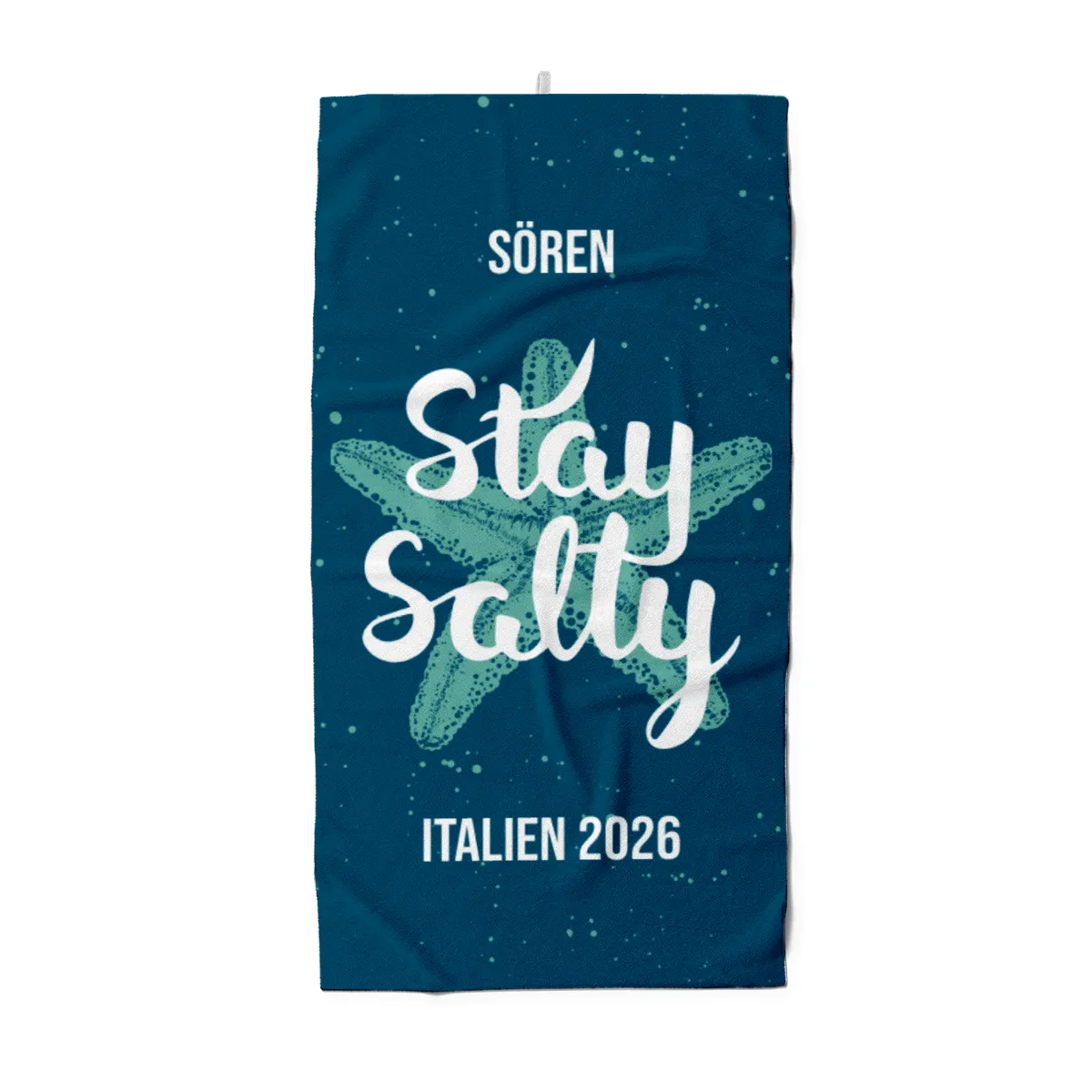 Badetuch Sommer - mit Namen personalisierbar - personalisiertes Namens-Badetuch - Strandtuch mit Wunschtext - Stay Salty