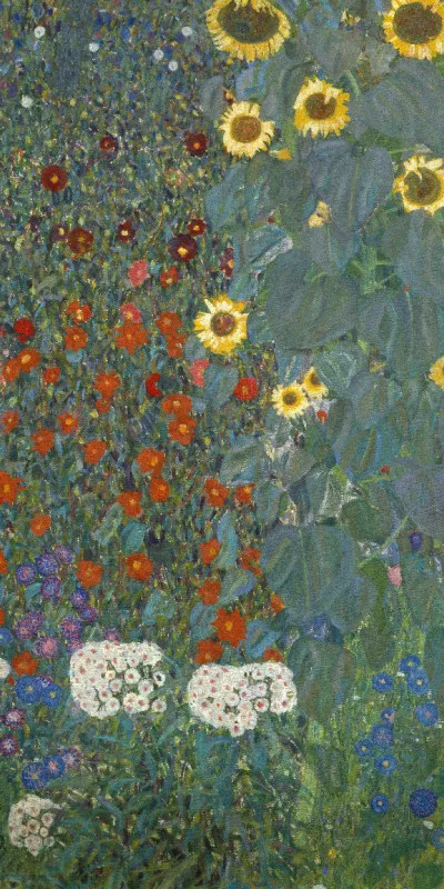 Badetuch Bauerngarten mit Sonnenblumen - Gustav Klimt