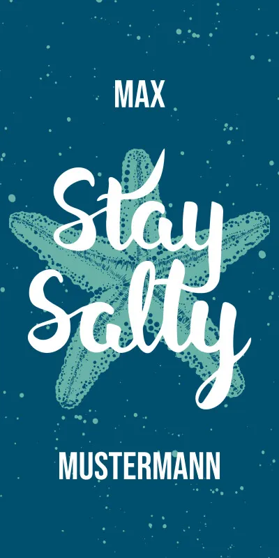 Badetuch Sommer - mit Namen personalisierbar - personalisiertes Namens-Badetuch - Strandtuch mit Wunschtext - Stay Salty