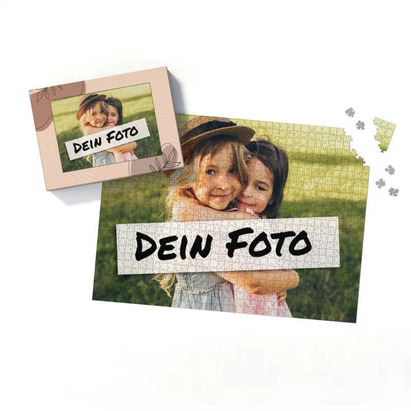 Fotopuzzle mit eigenem Bild - Fotopuzzle selbst gestalten 1000 Teile - Schachtel Herbstblätter - 1000 Teile Puzzle mit Foto - Geschenk Geburtstag Herbstblätter 1000 Teile Quer