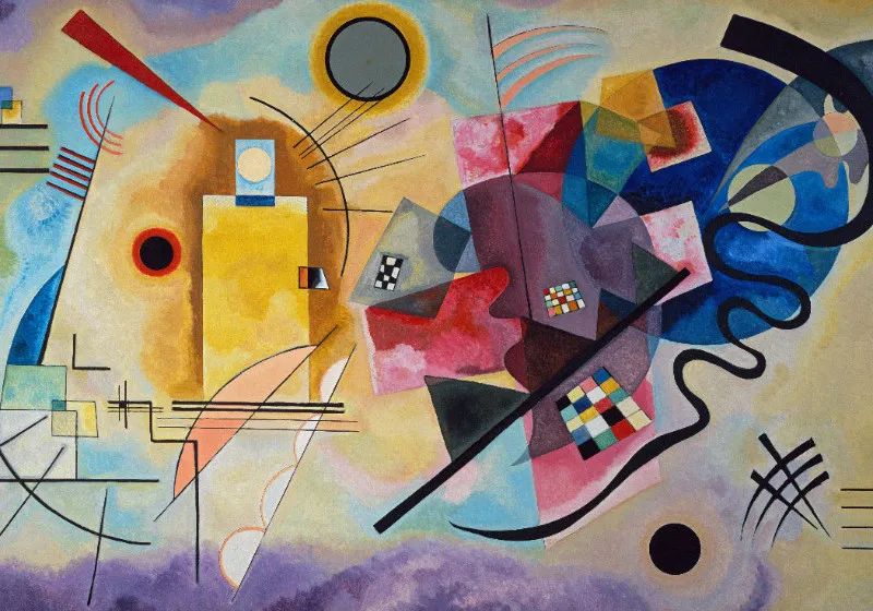 Kuscheldecke Gelb,rot und blau Kandinsky