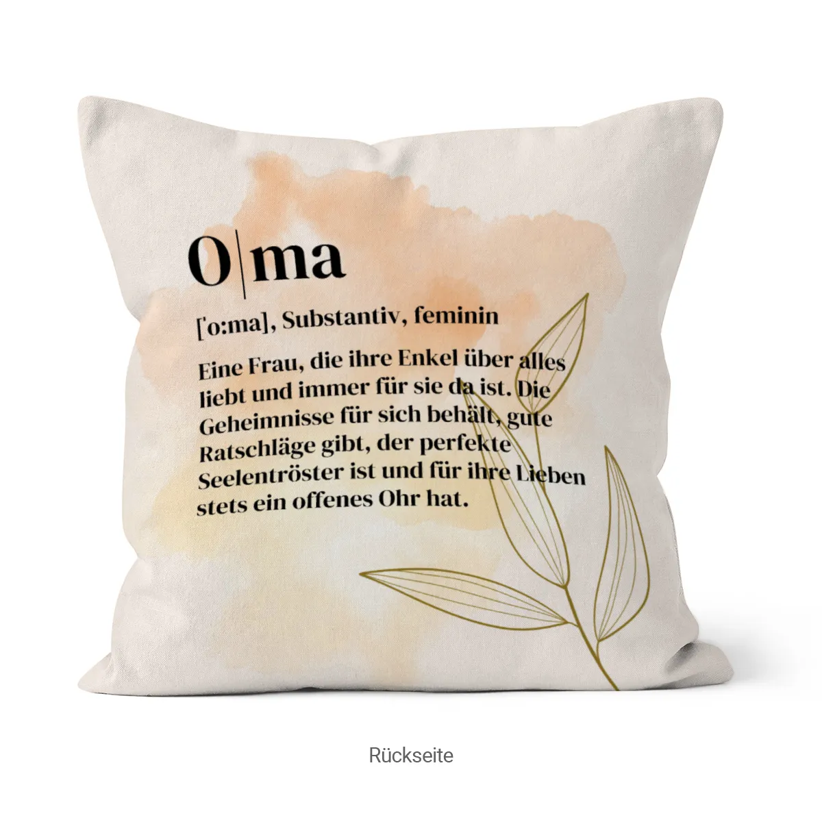 Personalisiertes Fotokissen - Vorderseite mit Foto personalisierbar - Samtkissenbezug Oma Substantiv - Geschenk Muttertag
