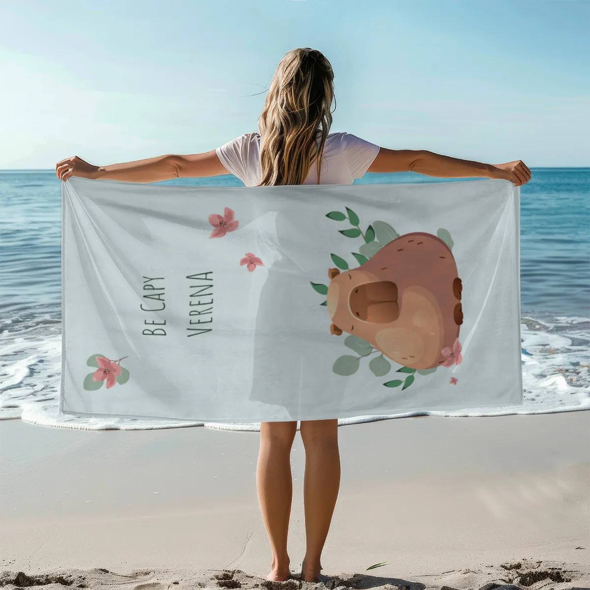 Duschtuch mit Namen personalisierbar - personalisiertes Namens-Duschtuch mit Wunschtext - Capy