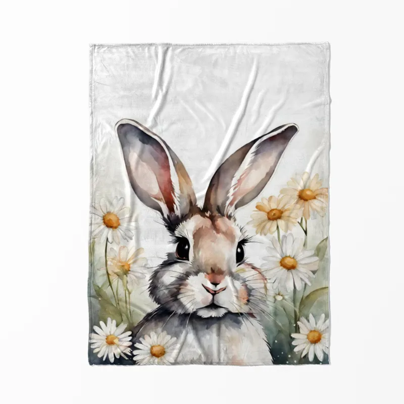 Wohndecke Häschen mit Gänseblümchen