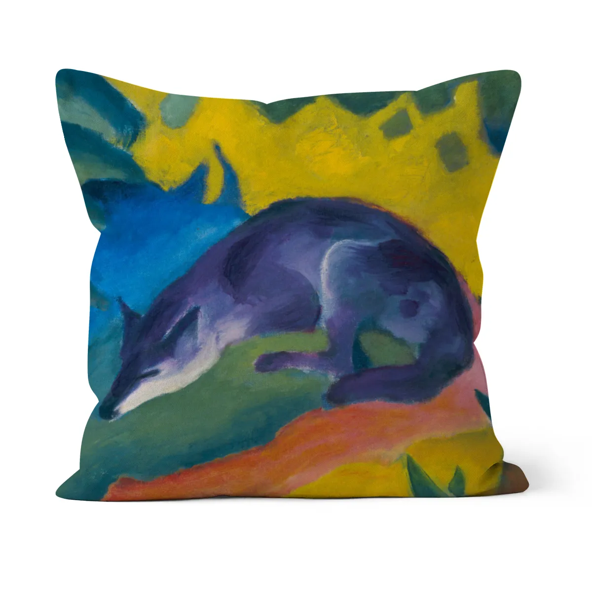 Samtkissenbezug Blauschwarzer Fuchs Marc