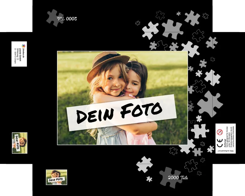 Fotopuzzle mit eigenem Bild - Puzzle selbst gestalten 1000 Teile Quer - Schachtel Puzzleteile schwarz - mit Foto personalisiert - Geschenk Geburtstag