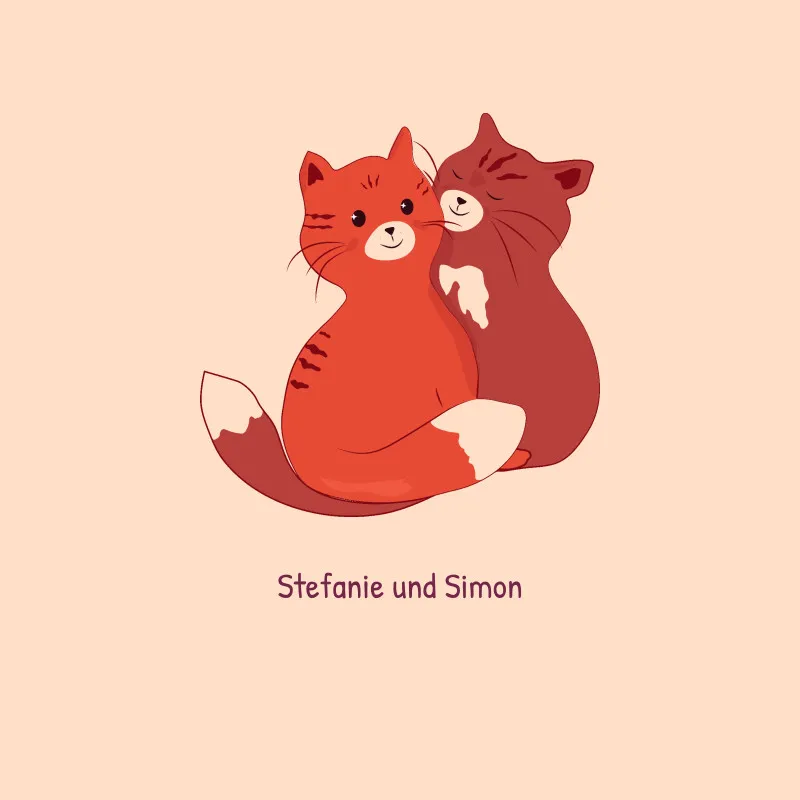 Samtkissenbezug Katzen verliebt - mit Namen personalisierbar - Geschenkidee Valentinstag, Hochzeit Katzen verliebt 40 x 40 cm