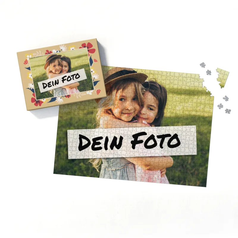 Fotopuzzle mit eigenem Bild - Puzzle selbst gestalten 2000 Teile Querformat - Schachtel Flowers - mit Foto personalisiert - Geschenk Geburtstag, Muttertag