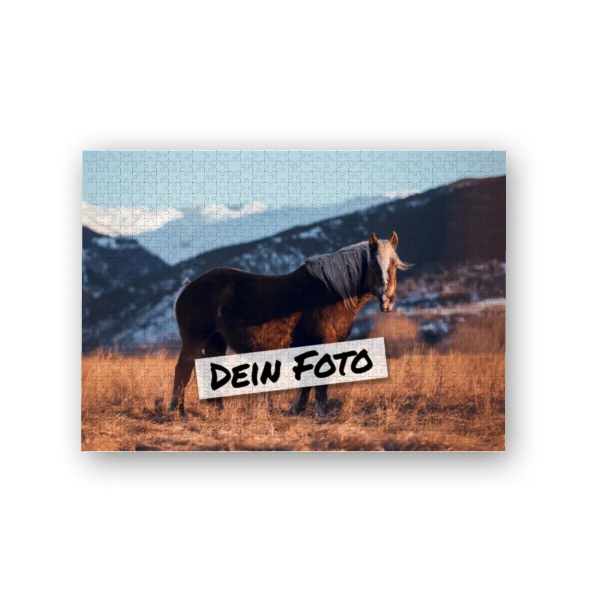 Fotopuzzle mit eigenem Bild - Fotopuzzle selbst gestalten 1000 Teile - Schachtel Skandipferde- Puzzle mit Foto personalisiert - Geschenk Geburtstag, Pferdefans Skandipferde 1000 Teile Quer