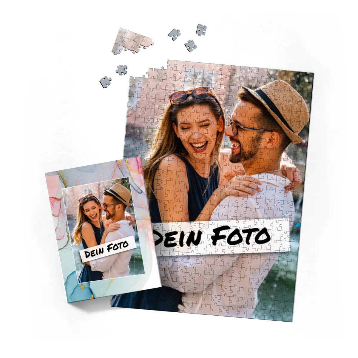 Fotopuzzle mit eigenem Bild - Puzzle selbst gestalten 1000 Teile - Schachtel Farbverlauf - mit Foto personalisiert - Geschenk Valentin, Geburtstag