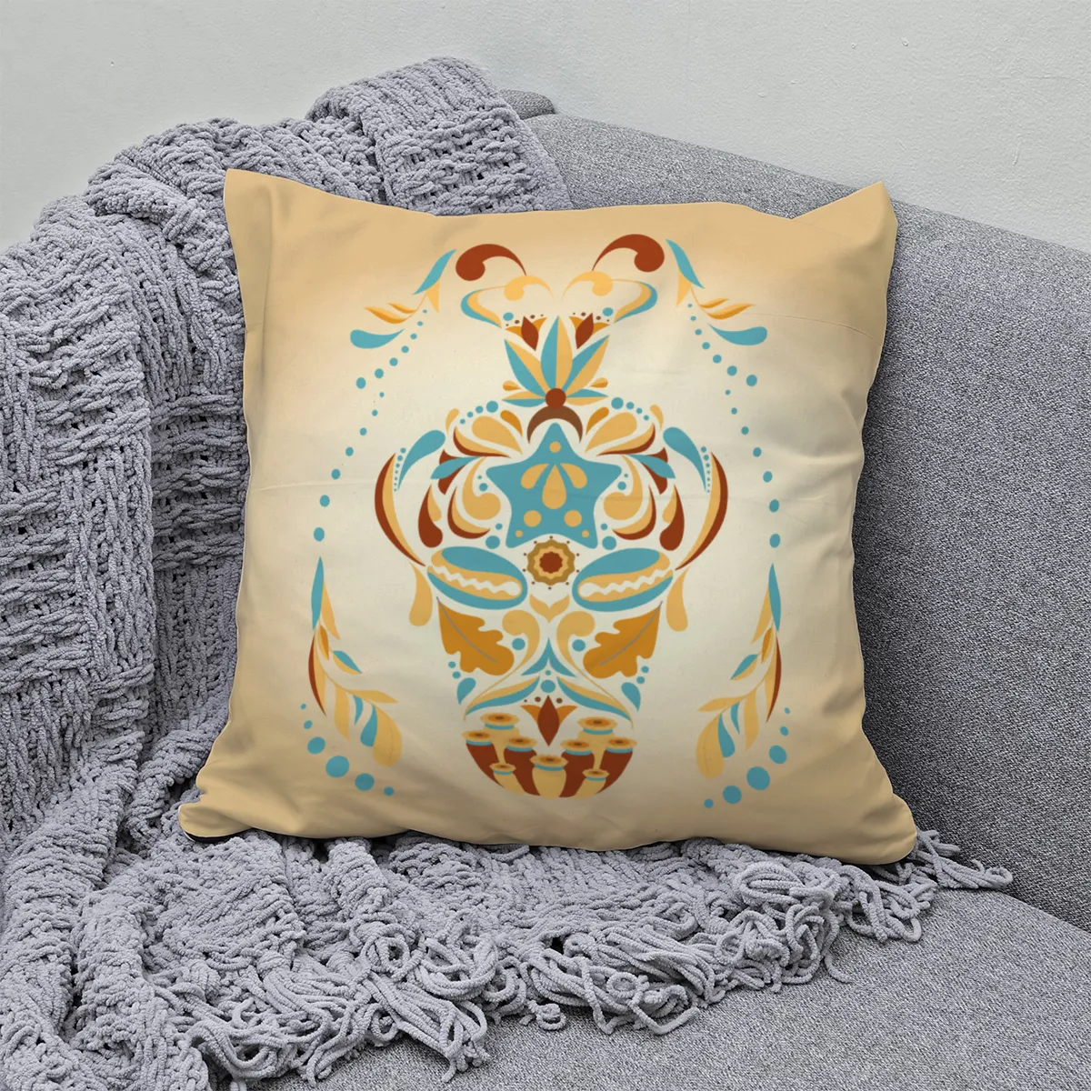 Samtkissen Zodiac Art – Löwe floral