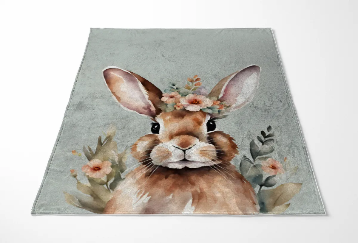 Wohndecke Hase mit Blümchen