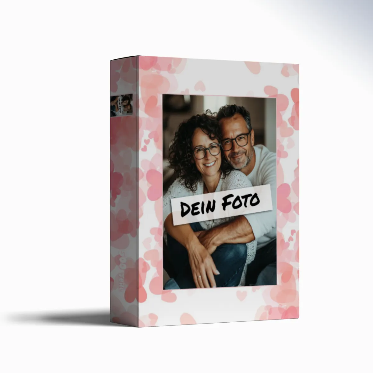 Fotopuzzle mit eigenem Bild - Fotopuzzle selbst gestalten 1000 Teile - Schachtel Herzen rosa - Puzzle mit Foto personalisiert - Geschenk Valentin Herzen rosa 1000 Teile Quer