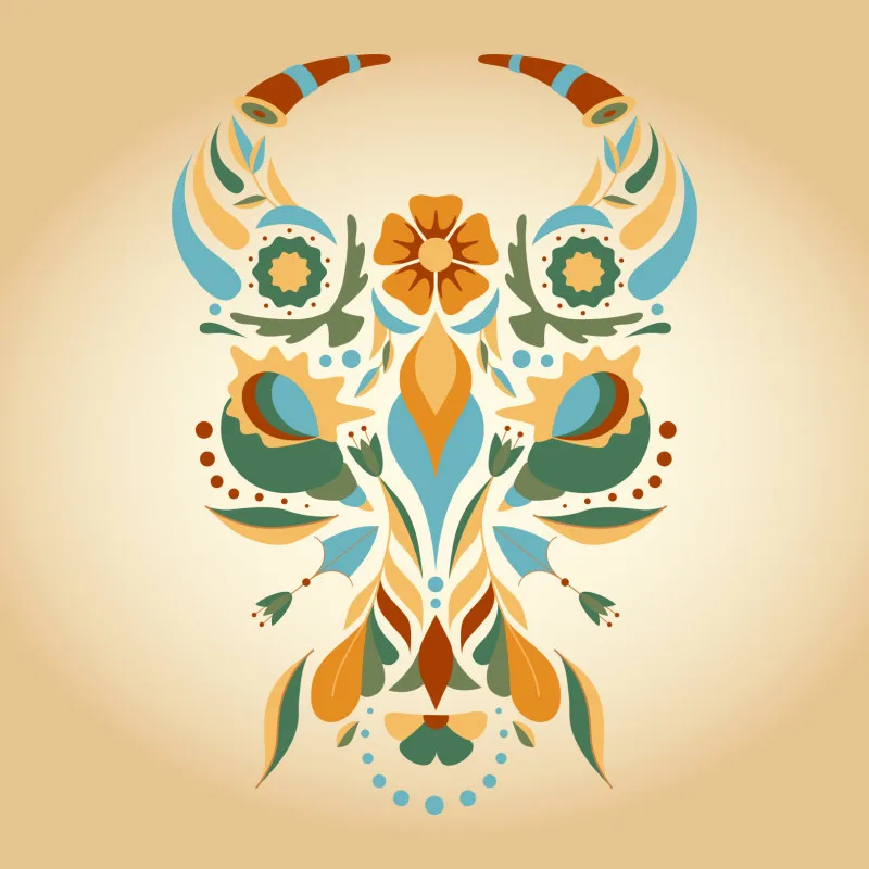 Samtkissen Zodiac Art – Löwe floral
