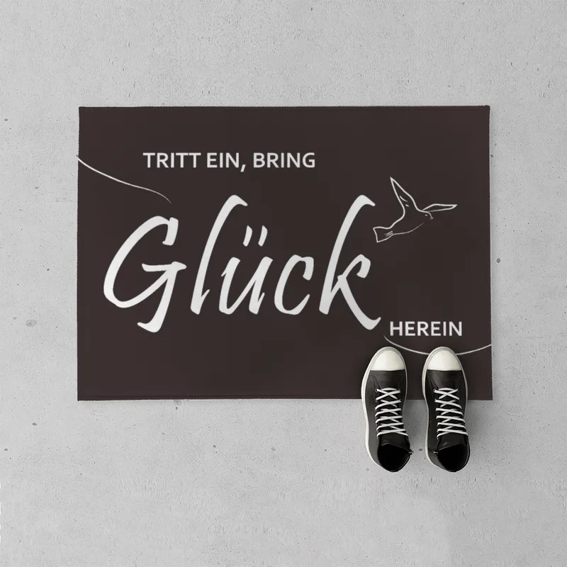 Spruch-Fußmatte Tritt ein, bring Glück herein - Schmutzfangmatte bedruckt Glück grün 70 x 50 cm