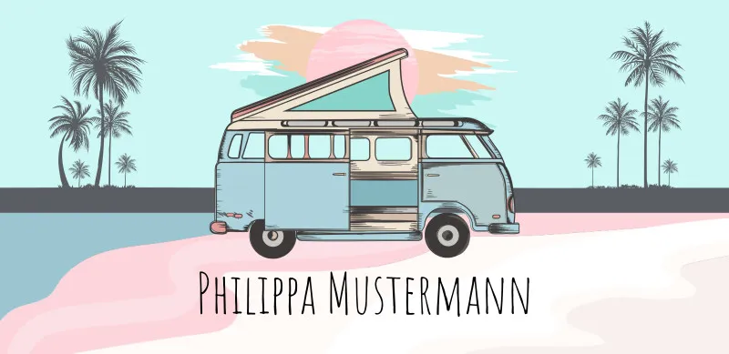 Badetuch Sommer - mit Namen personalisierbar - personalisiertes Namens-Badetuch - Strandtuch mit Wunschtext - Vanlife