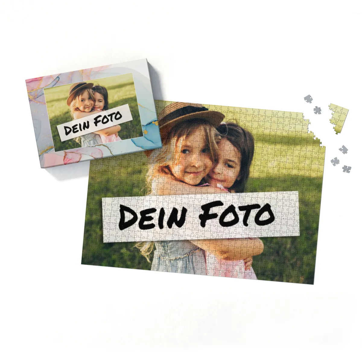 Fotopuzzle mit eigenem Bild - Puzzle selbst gestalten 1000 Teile - Schachtel Farbverlauf - mit Foto personalisiert - Geschenk Valentin, Geburtstag