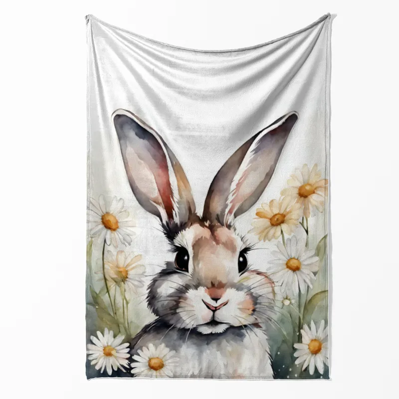 Wohndecke Häschen mit Gänseblümchen