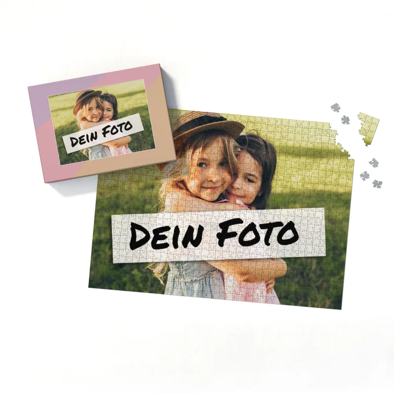 Fotopuzzle mit eigenem Bild - Fotopuzzle selbst gestalten 1000 Teile - Schachtel Pastellfarben - 1000 Teile Puzzle mit Foto - Geschenk Geburtstag Pastell 1000 Teile Quer