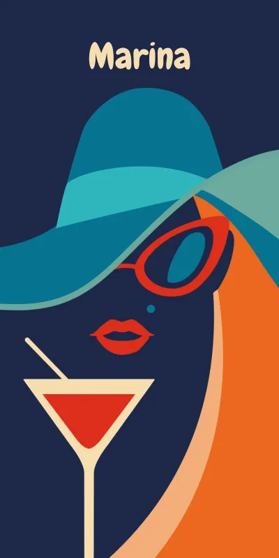 Badetuch Sommer - mit Namen personalisierbar - personalisiertes Namens-Badetuch - Strandtuch mit Wunschtext - Cocktail Lady