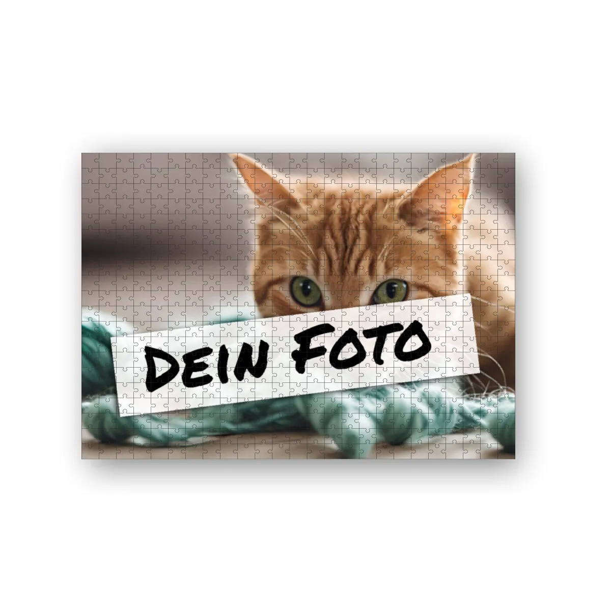 Fotopuzzle mit eigenem Bild - Puzzle selbst gestalten 1000 Teile - Schachtel Meow - mit Foto personalisiert - Geschenk Katzenfans Meow 1000 Teile Quer