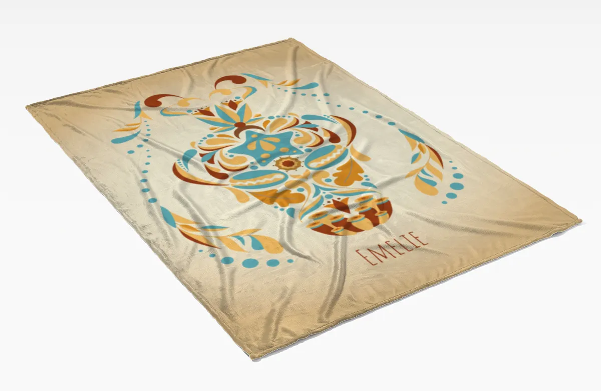 Sternzeichen Wohndecke Wassermann floral mit Namen personalisierbar