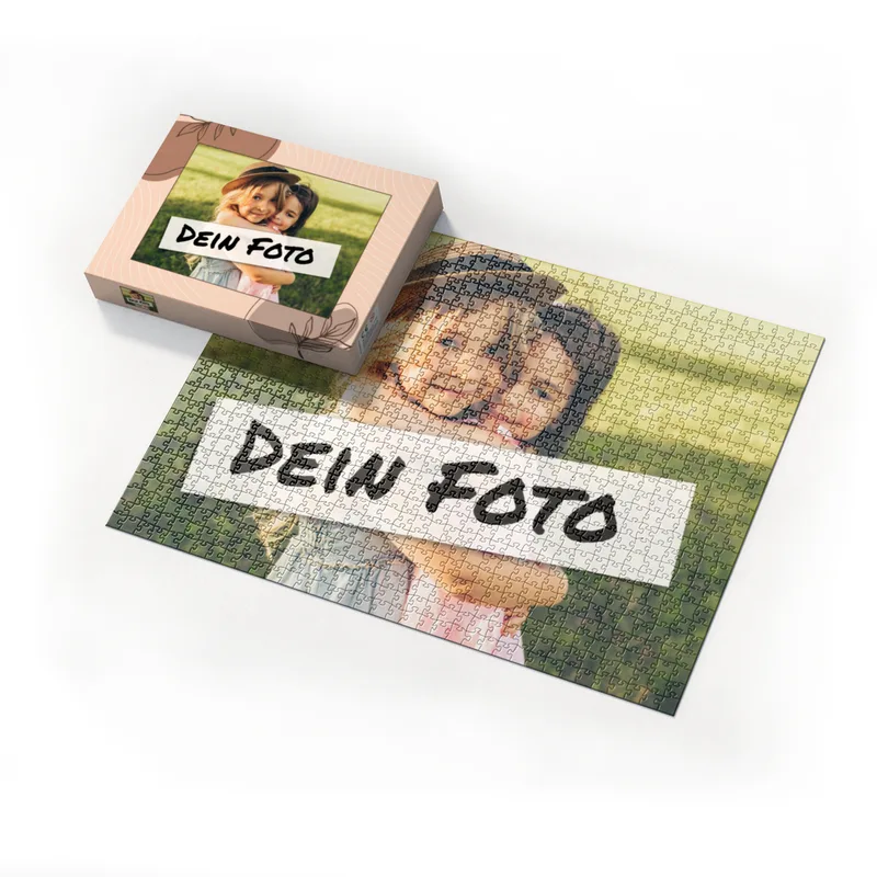 Fotopuzzle mit eigenem Bild - Fotopuzzle selbst gestalten 1000 Teile - Schachtel Herbstblätter - 1000 Teile Puzzle mit Foto - Geschenk Geburtstag Herbstblätter 1000 Teile Quer