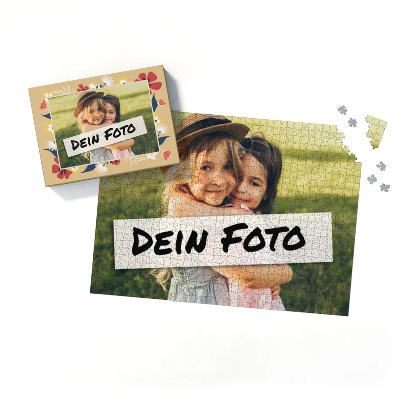 Fotopuzzle mit eigenem Bild - Puzzle selbst gestalten 1000 Teile - Schachtel Flowers - mit Foto personalisiert - Geschenk Geburtstag, Muttertag