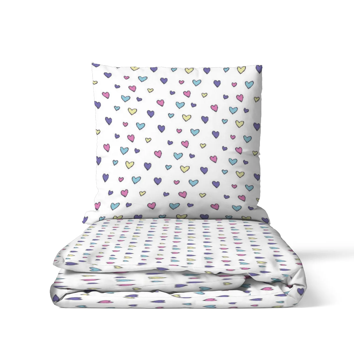Kinderbettwäsche-Set Colorful Hearts Mikrofaser