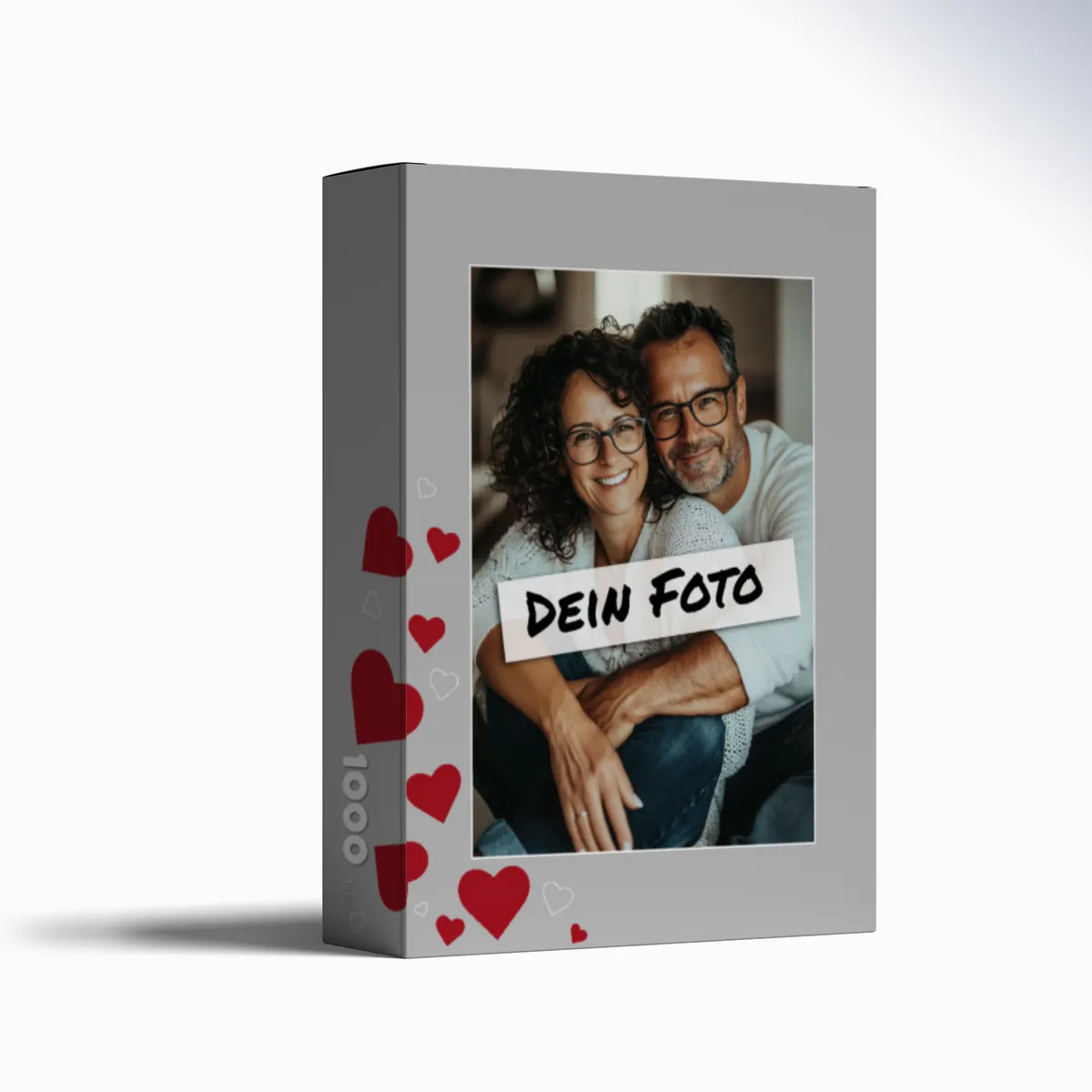 Fotopuzzle mit eigenem Bild - Fotopuzzle selbst gestalten 500 Teile - Schachtel Herzen - 500 Teile Puzzle mit Foto - Geschenk Geburtstag Valentinstag Herzen 500 Teile Quer