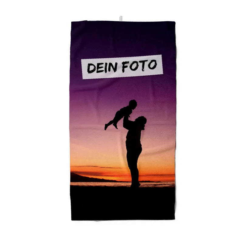 Strandtuch mit Foto - personalisiertes Fotostrandtuch - Badetuch mit eigenem Bild - Foto-Badetuch selbst gestalten - 1 Foto