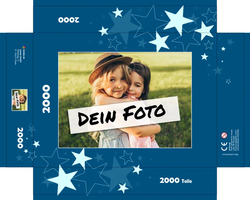 Fotopuzzle mit eigenem Bild - Puzzle selbst gestalten 1000 Teile Querformat - Schachtel Sterne - mit Foto personalisiert - Geschenk Weihnachten