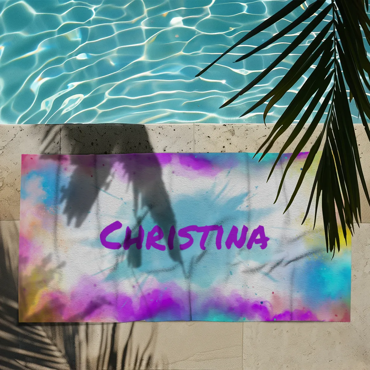 Handtuch bunt bedruckt mit Namen personalisierbar - personalisiertes Handtuch mit Ihrem Wunschtext - Colorexplosion