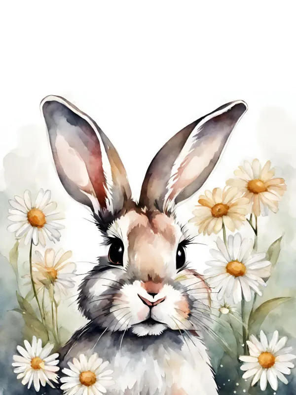 Wohndecke Häschen mit Gänseblümchen
