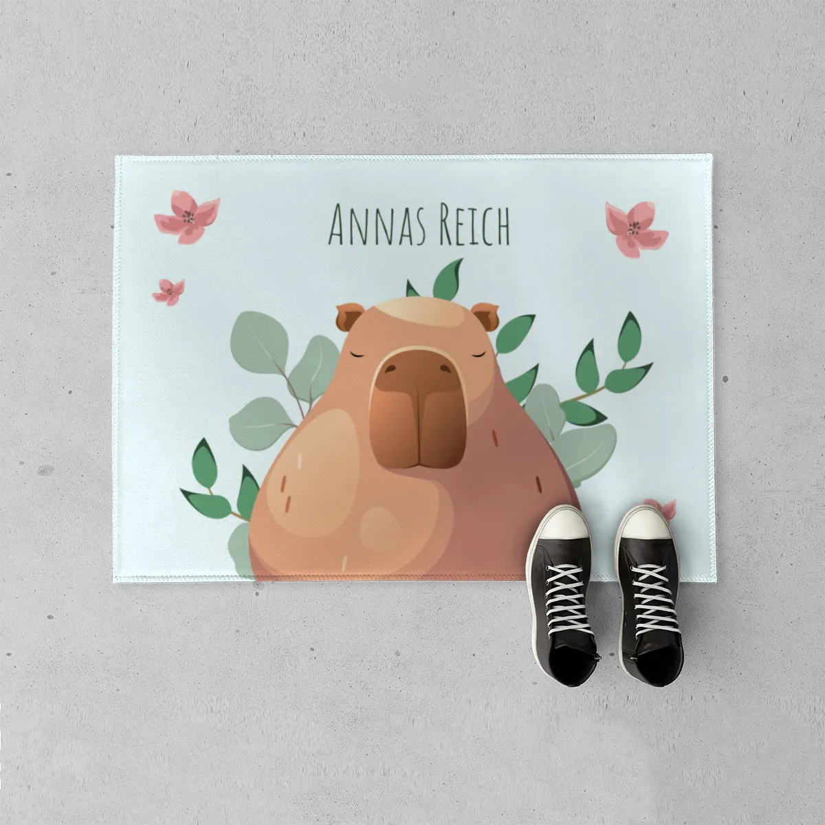 Fußmatte Capybara mit Namen personalisiert - Kinderzimmer Capy