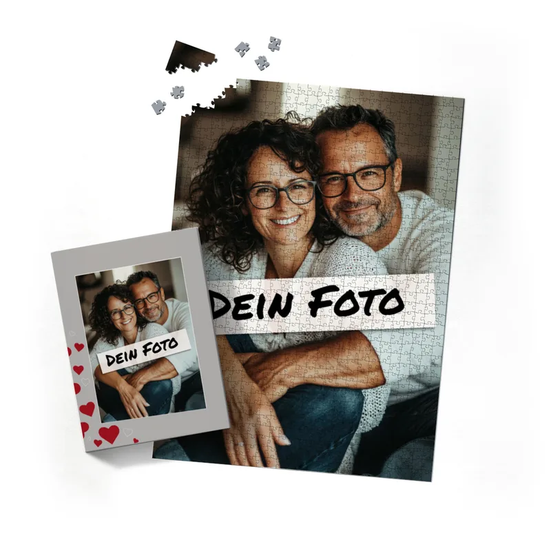 Fotopuzzle mit eigenem Bild - Fotopuzzle selbst gestalten 2000 Teile Hochformat - Schachtel Herzen - 2000 Teile Puzzle mit Foto - Geschenk Geburtstag Valentinstag Herzen 2000 Teile Hoch