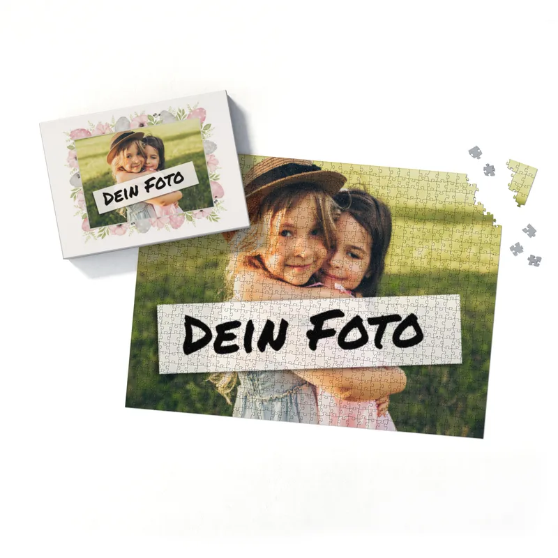 Fotopuzzle mit eigenem Bild - Puzzle selbst gestalten 1000 Teile - Schachtel Osterblumen - Geschenk Ostern Osterblumen 1000 Teile Quer