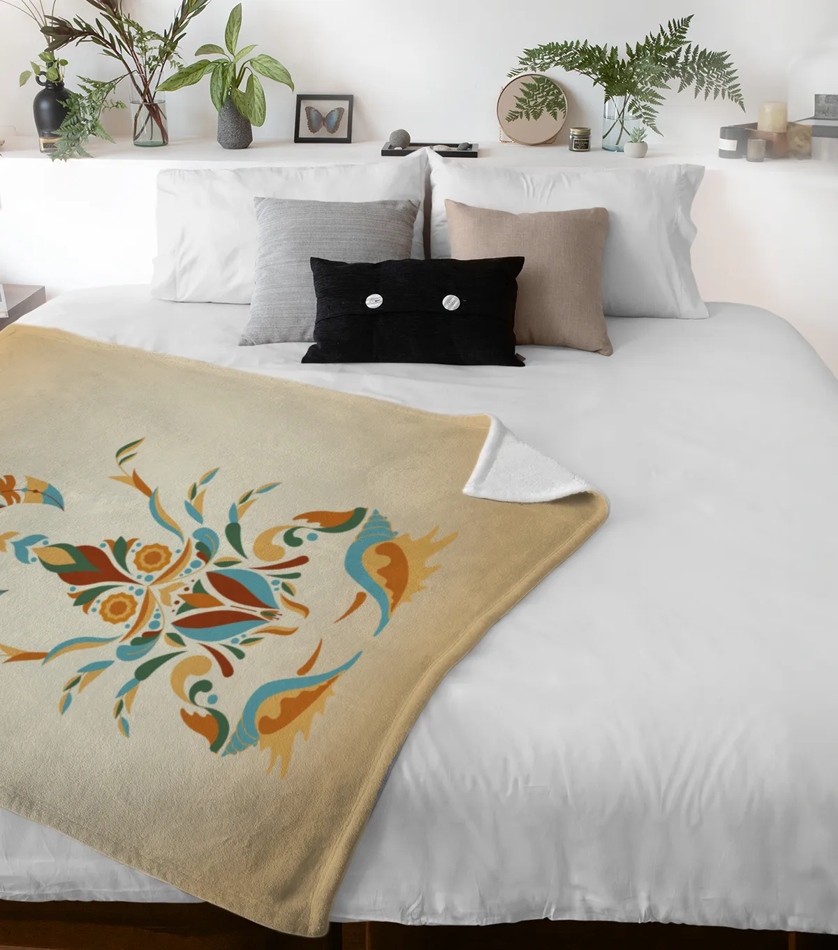 Sternzeichen Wohndecke Wassermann floral mit Namen personalisierbar