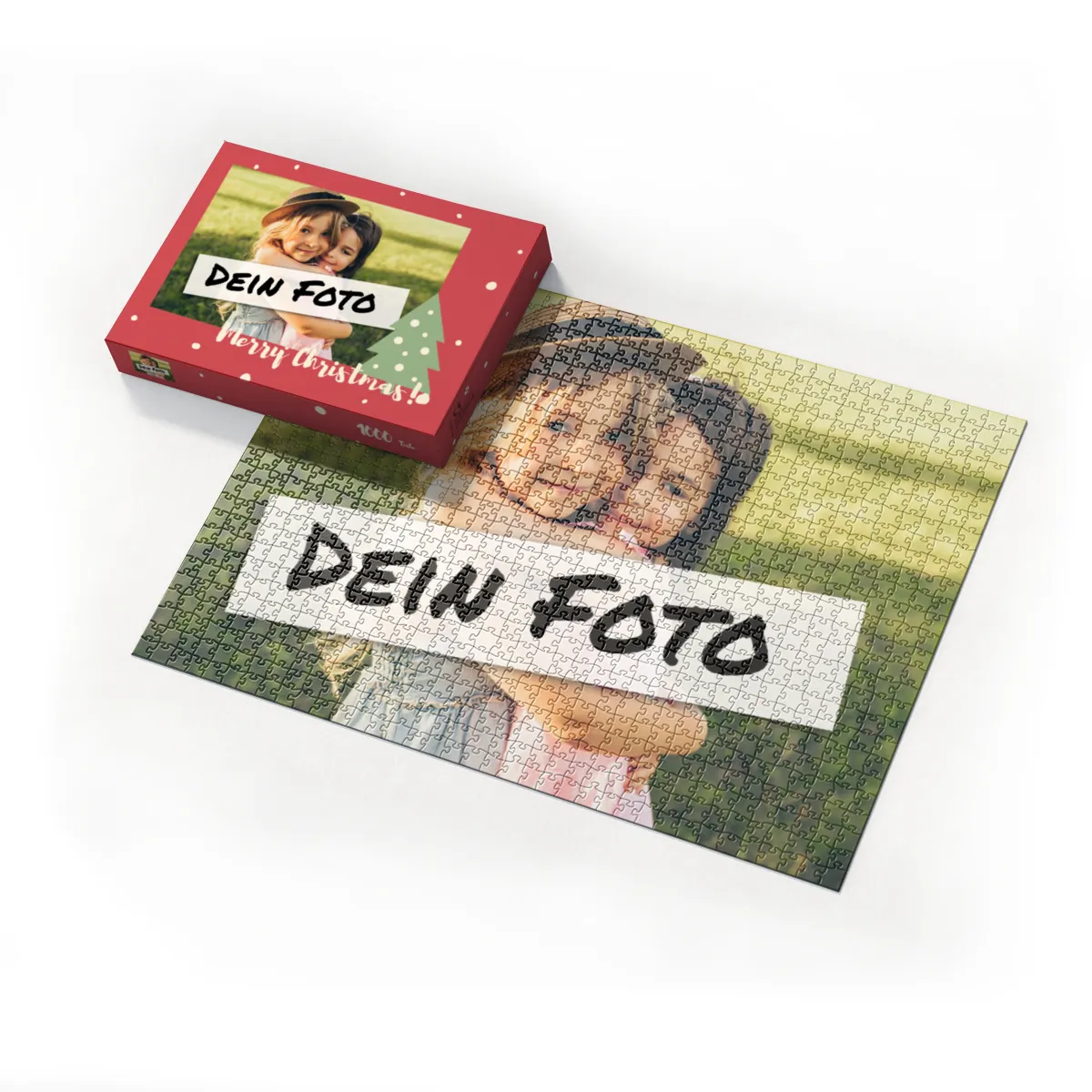 Fotopuzzle mit eigenem Bild - Fotopuzzle selbst gestalten 1000 Teile - Schachtel Merry Christmas - 1000 Teile Puzzle mit Foto - Geschenk Weihnachten MerryChristmas 1000 Teile Quer