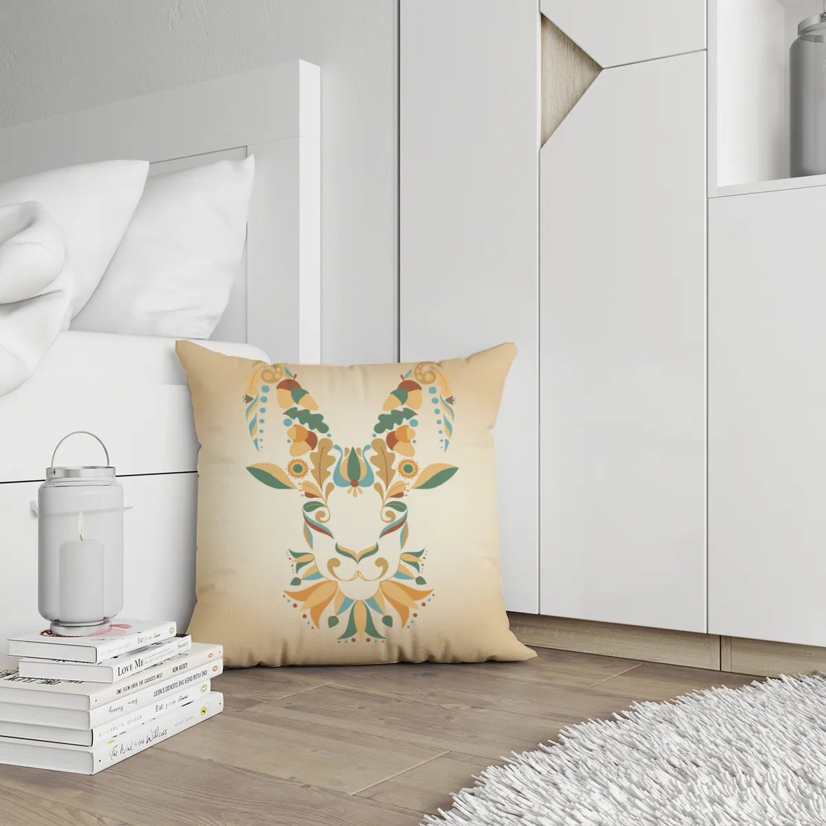 Samtkissen Zodiac Art – Löwe floral
