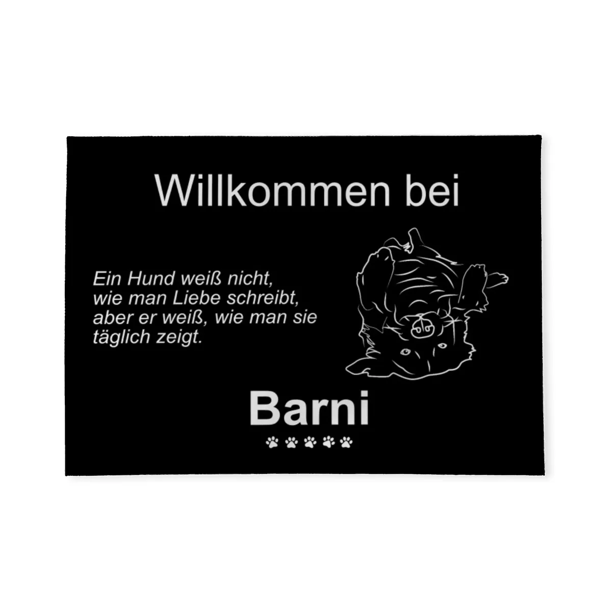 Personalisierte Fußmatte mit Französischer Bulldogge schwarz 70 x 50 cm